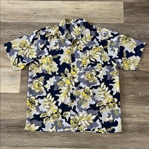 Vintage Sideout Men’s Floral 100% Polyester Button Down Shirt Size L